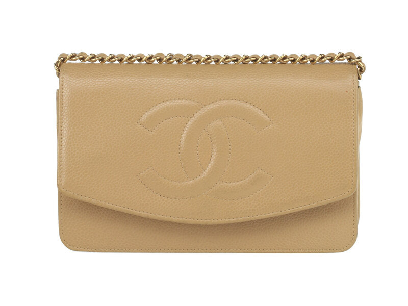 Chanel Timeless Wallet On Chain in Tan Caviar Leather