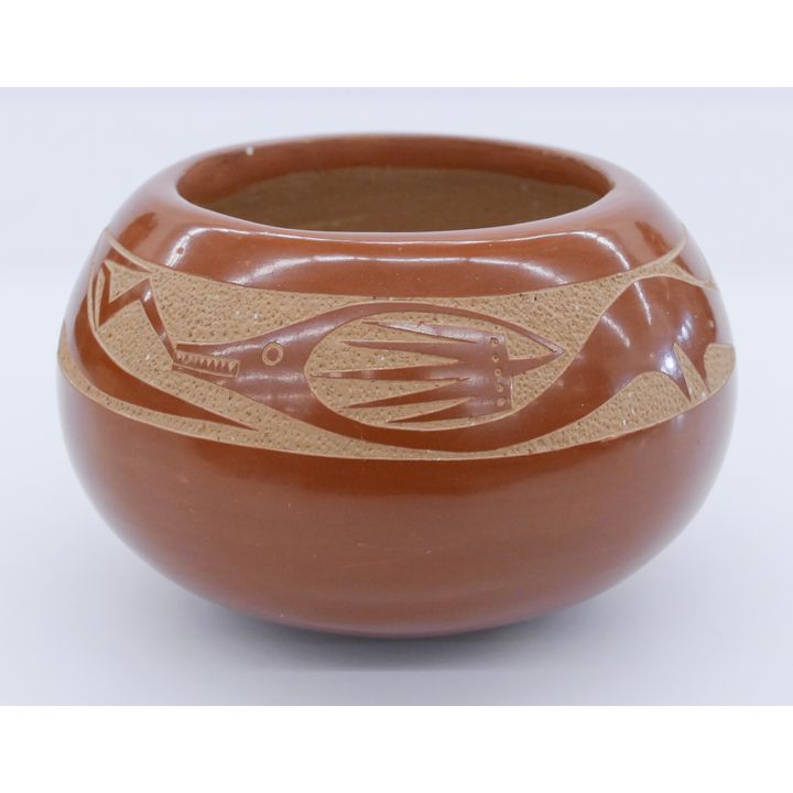 Tony Da San Ildefonso Redware Avanyu Bowl