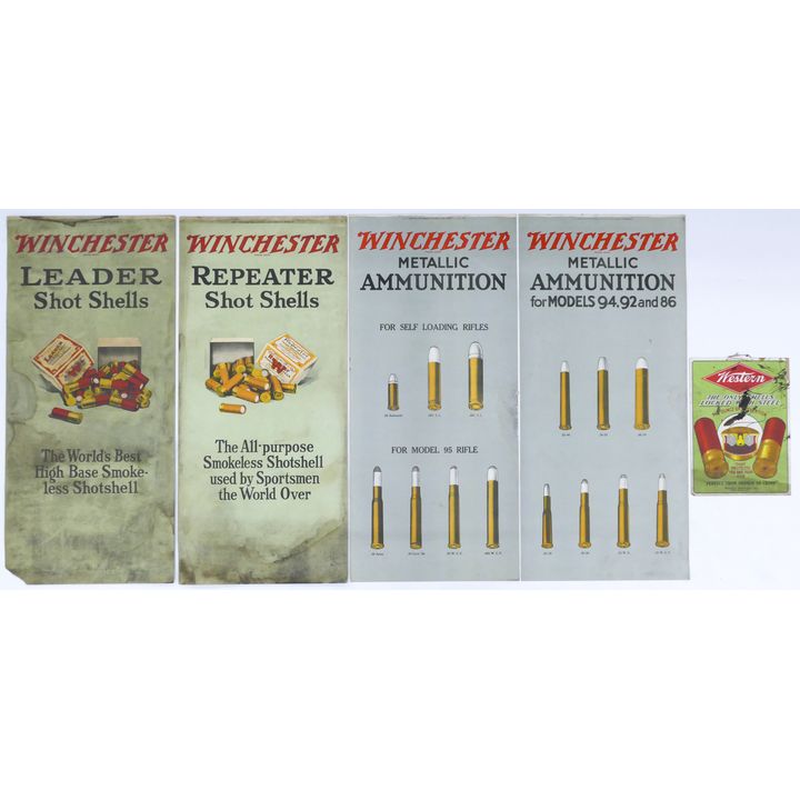 5pc 1920's Winchester & Western Ammunition Advertising Signs