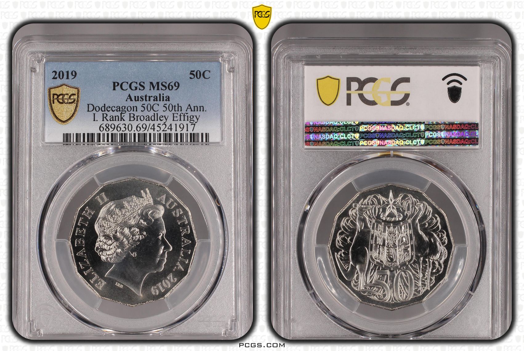 2019 Australia Fifty Cent, 50c Dodecagon 50C 50th Ann. I. Rank Broadley Effigy PCGS - MS69 POP 14/0 -917