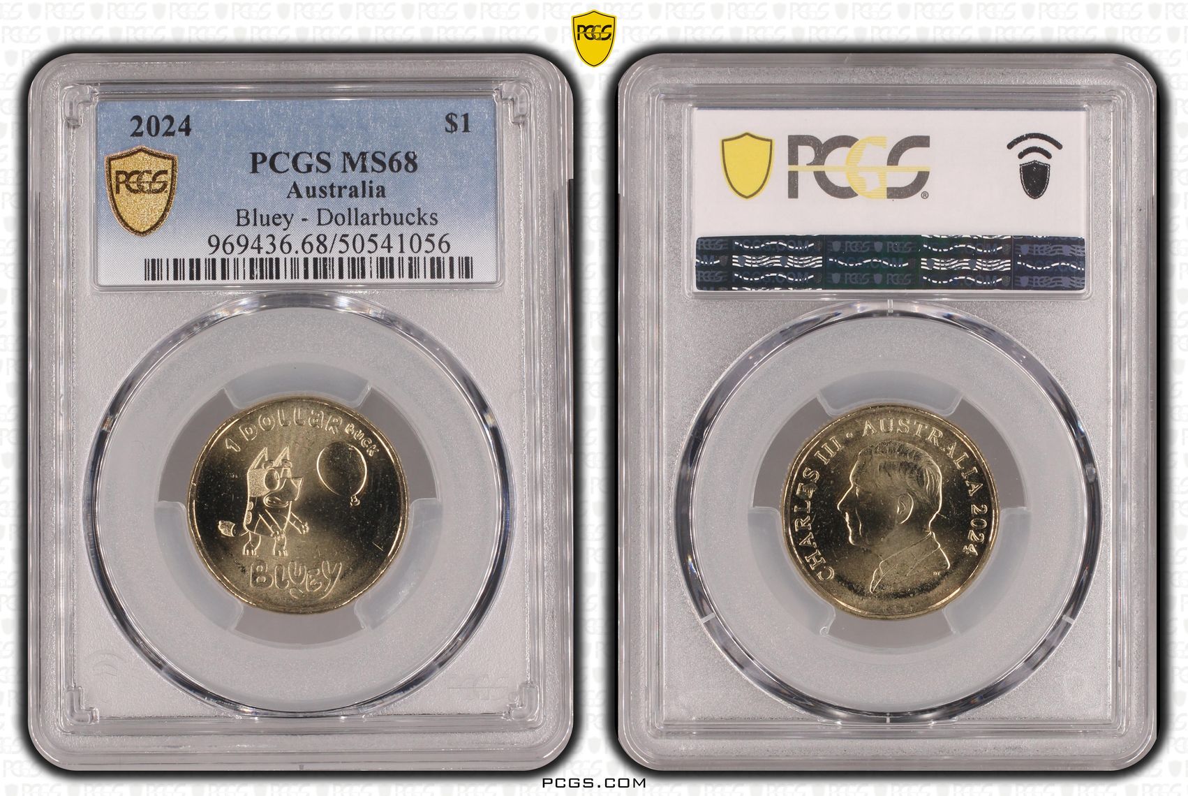 355 · Bluey w/Balloon - Dollarbucks, POP 1/0, One Dollar, 2024, PCGS MS68