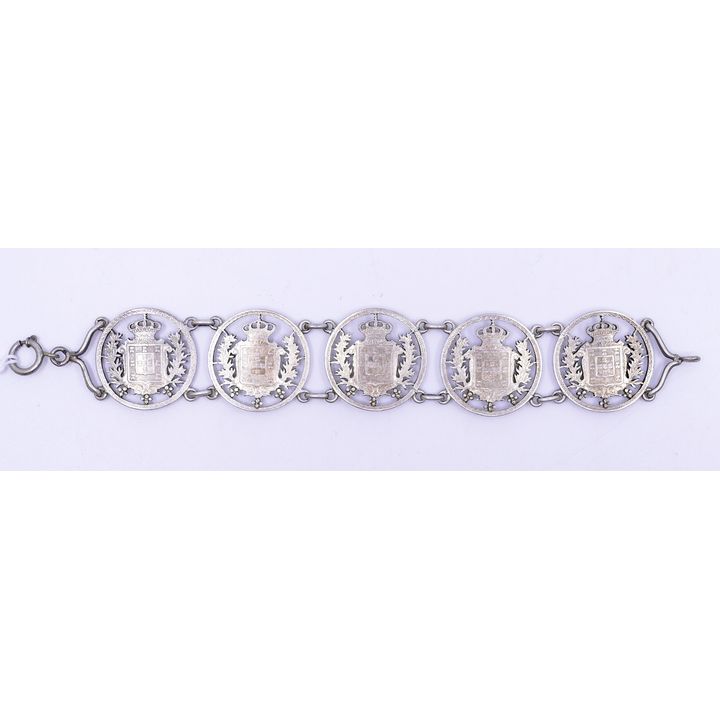 Antique Silver Coin Bracelet 7'' - 50 Grams TW
