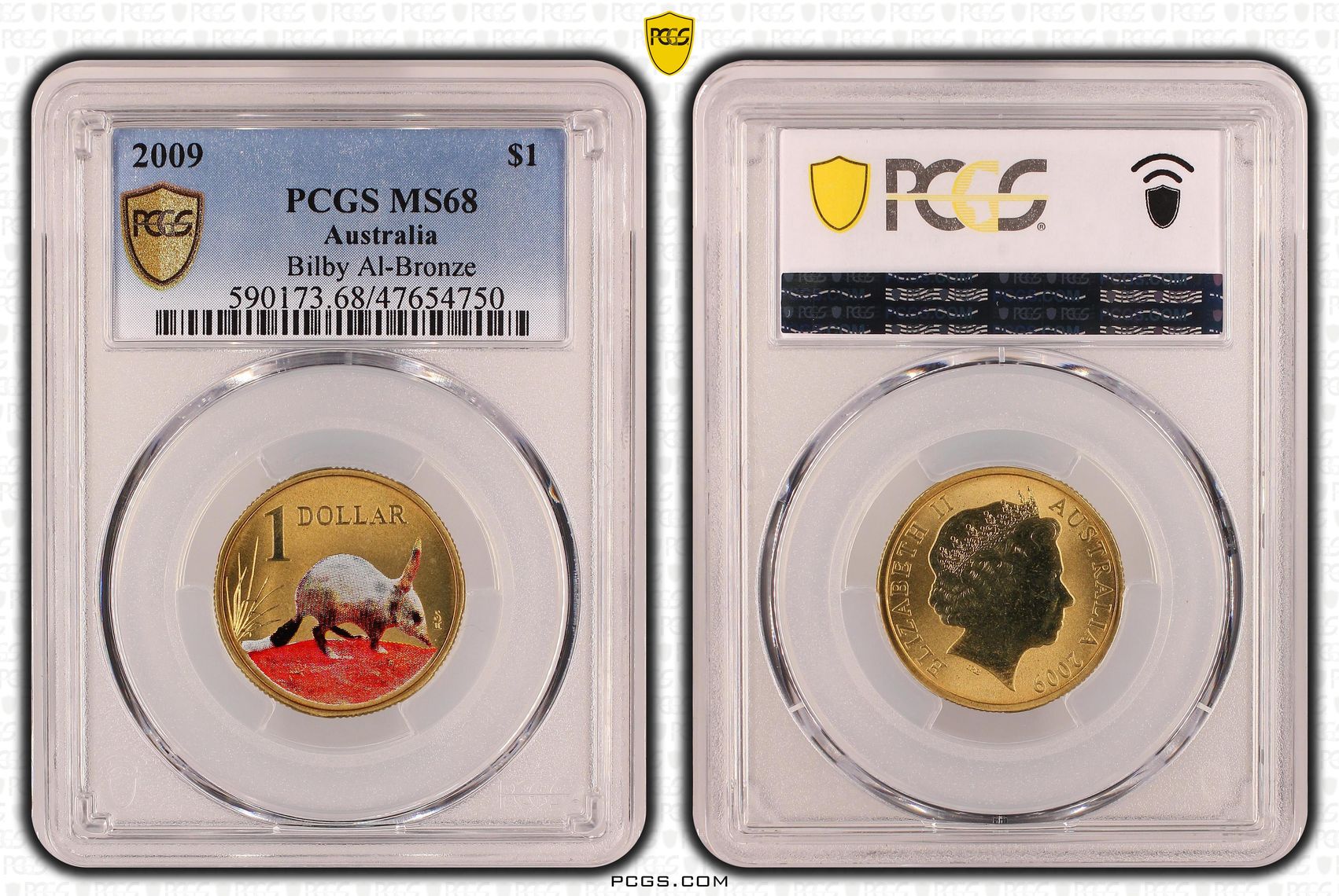 Elizabeth II, Bilby Al-Bronze, One Dollar, 2009, PCGS MS68