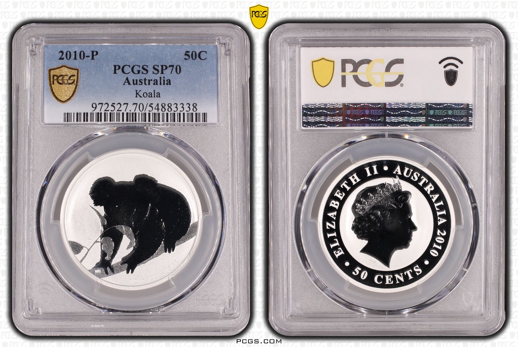 Koala, POP 2/0, Fifty Cent, 2010-P, PCGS SP70