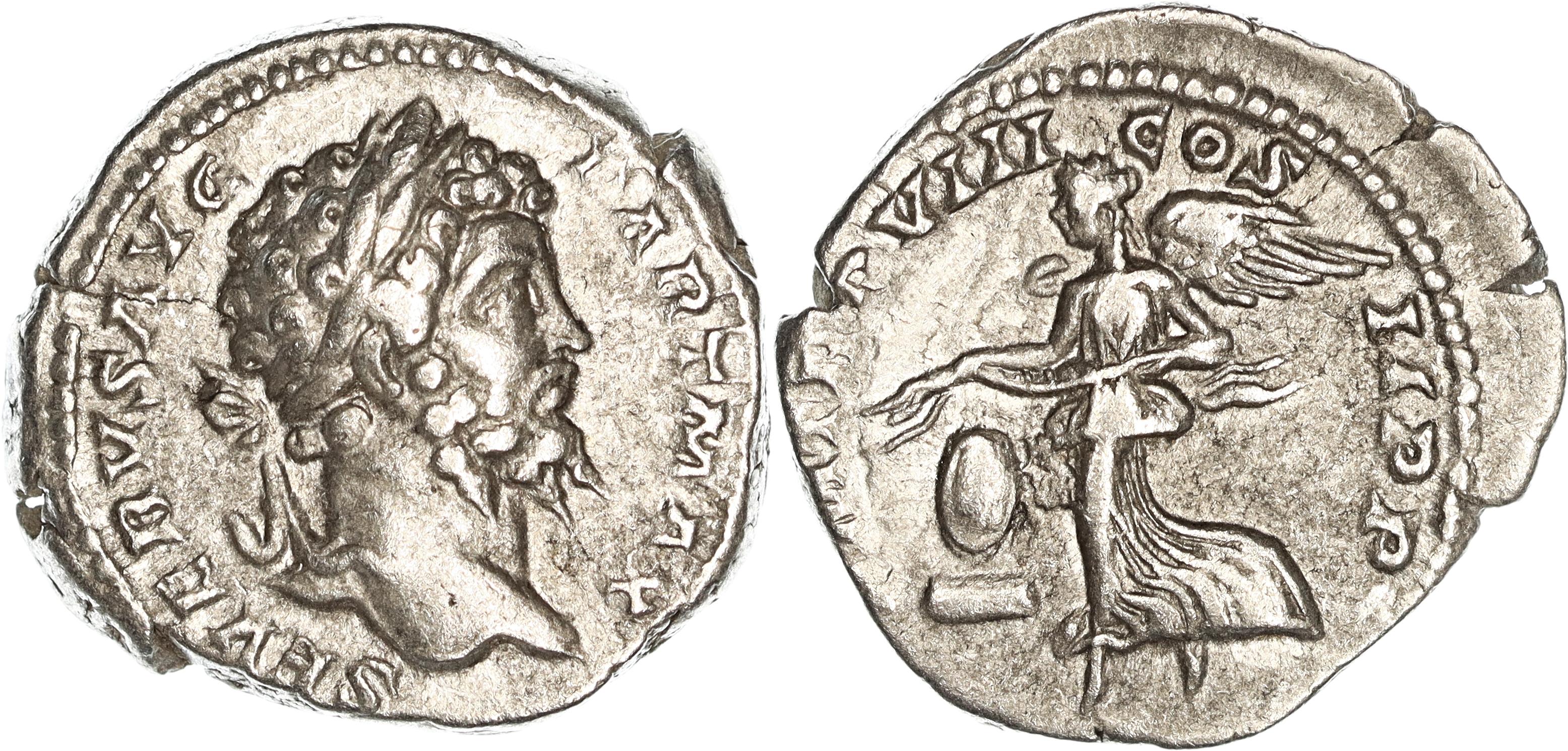 Roman Empire, Septimius Severus, Silver Denarius, 200 AD, nVF