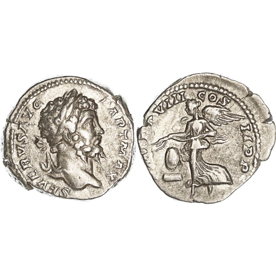 Roman Empire, Septimius Severus, Silver Denarius, 200 AD,  nVF