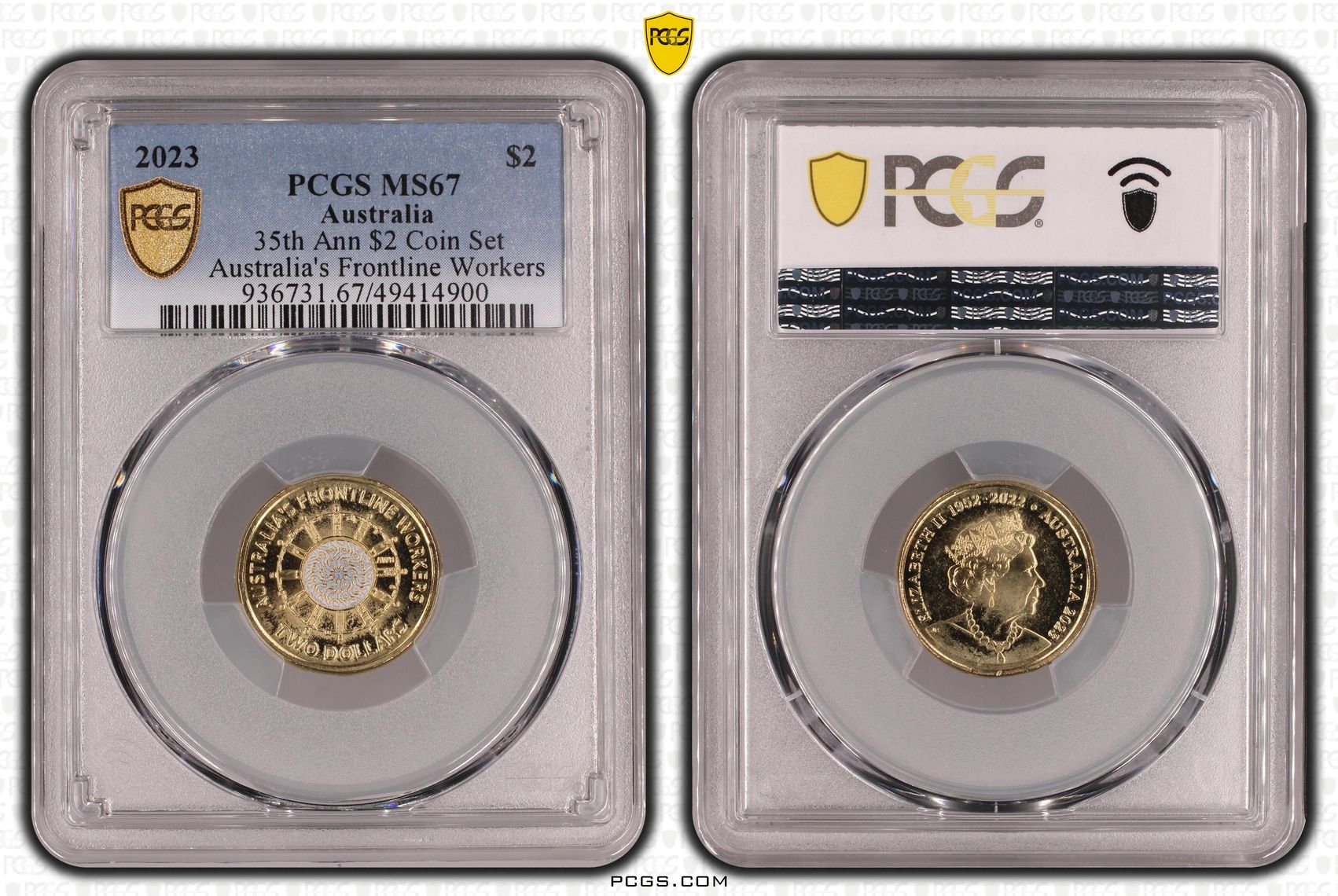 35th Ann $2 Coin Set Colorized - Australia's Frontline Worke, Two Dollar, 2023, PCGS MS67