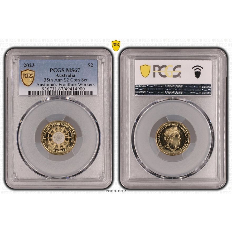 35th Ann $2 Coin Set Colorized - Australia's Frontline Worke, Two Dollar, 2023, PCGS MS67