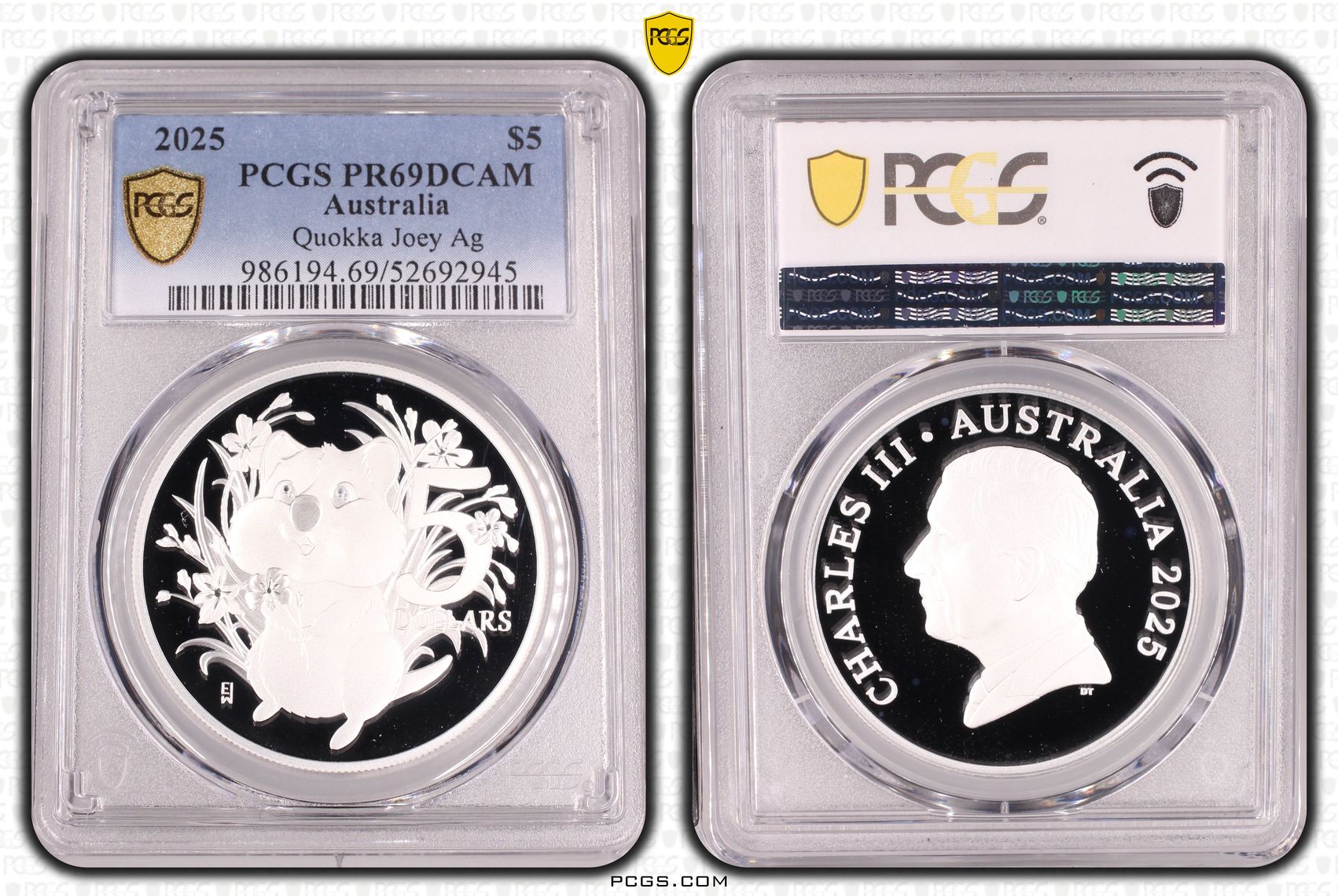 Quokka Joey Ag, Five Dollar, 2025, PCGS PR69DCAM