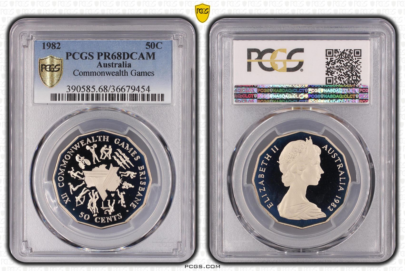 1982 Australia Fifty Cent, 50c Commonwealth Games PCGS - PR68DCAM -454