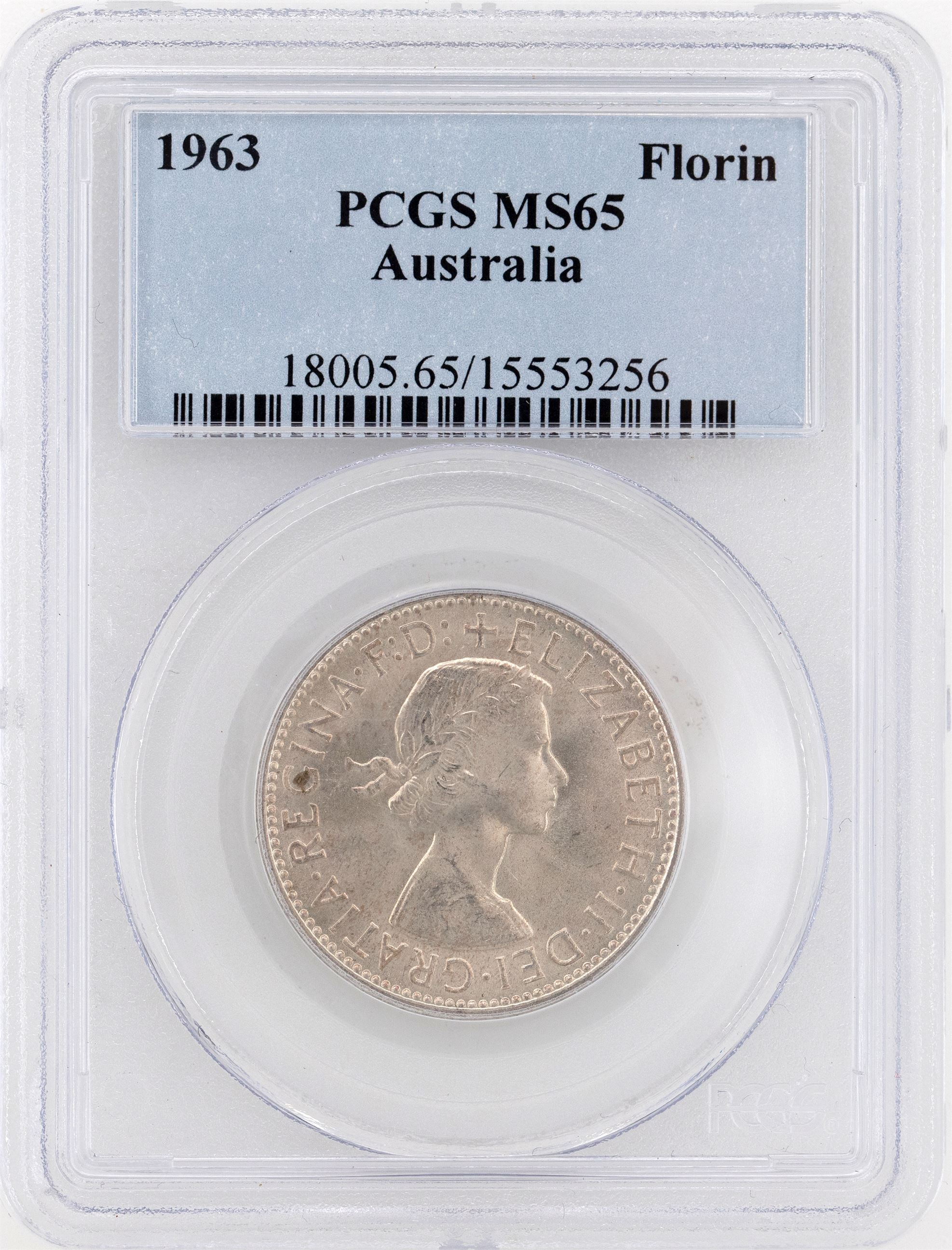 1963(m) Australia Florin Silver PCGS - MS65 -256