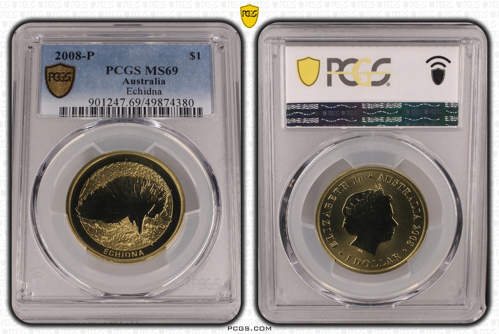 Echidna POP 3/0, One Dollar, 2008-P, PCGS MS69