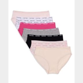 Calvin Klein Girls Bikini Cotton Bikini Stretch Underwear, Set of 7, Sizes S-XL (US, Alpha, Large, Regular, Multicolor)