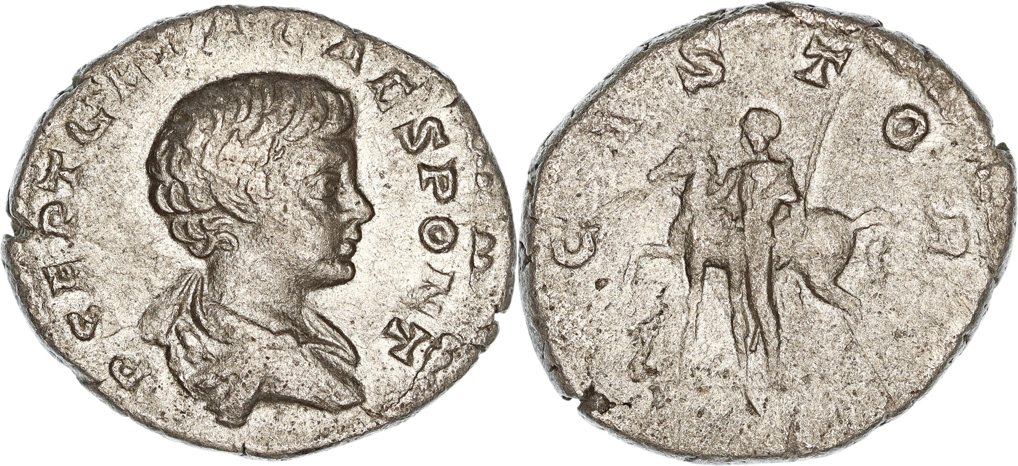 Roman Empire, Geta, Silver Denarius, 200-202 AD, gF