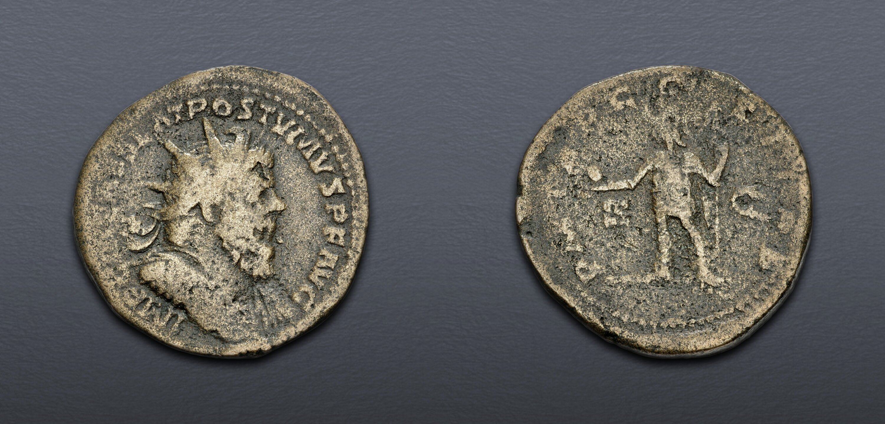 Postumus. Romano-Gallic Emperor, AD 260-269. Æ Double Sestertius (32mm ...