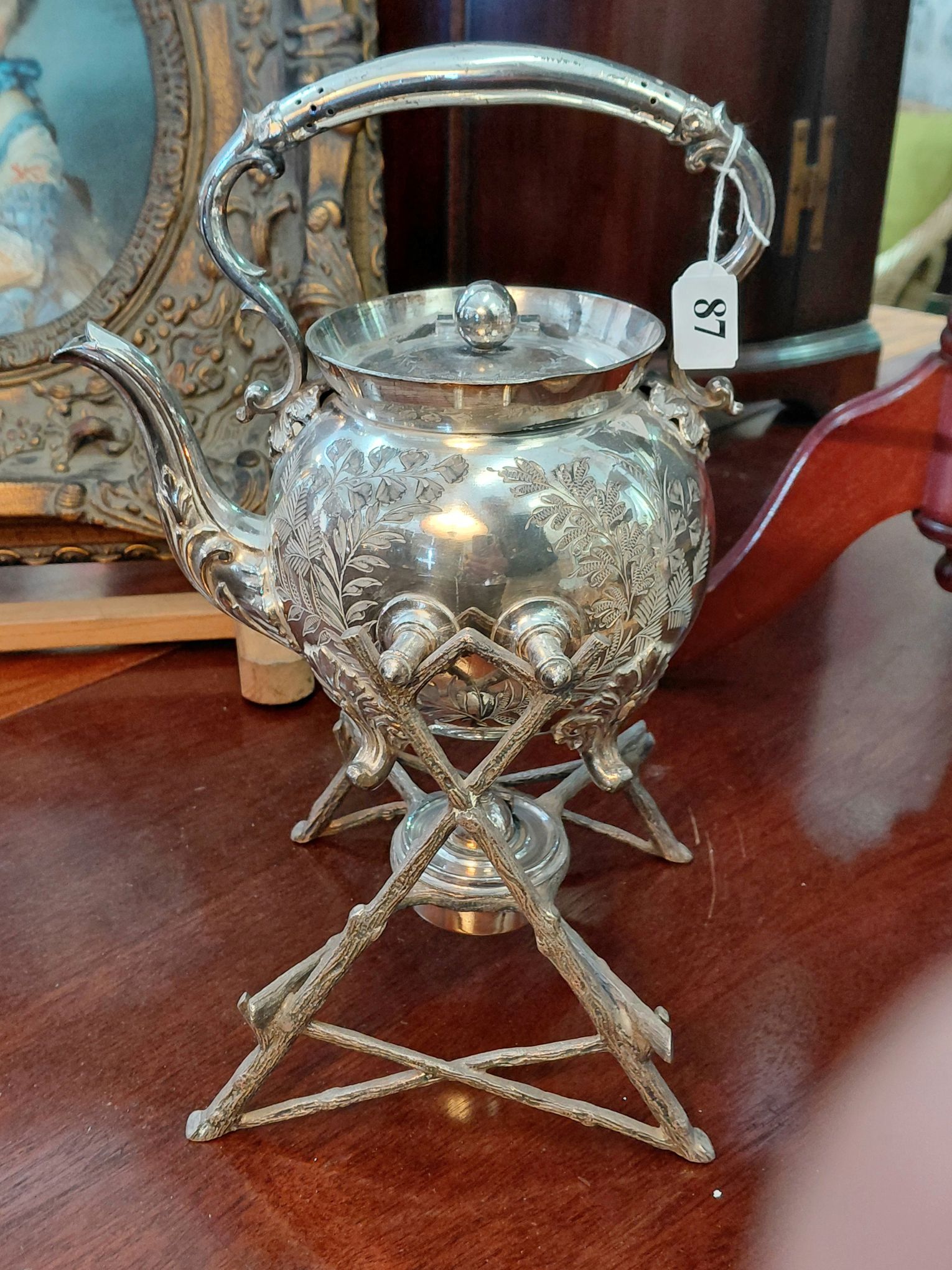Silver Plated Kettle On Stand