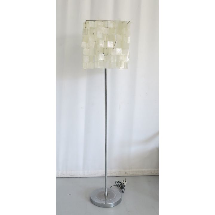 CHROME STANDARD LAMP WITH MOTHER OF PEARL SHADE