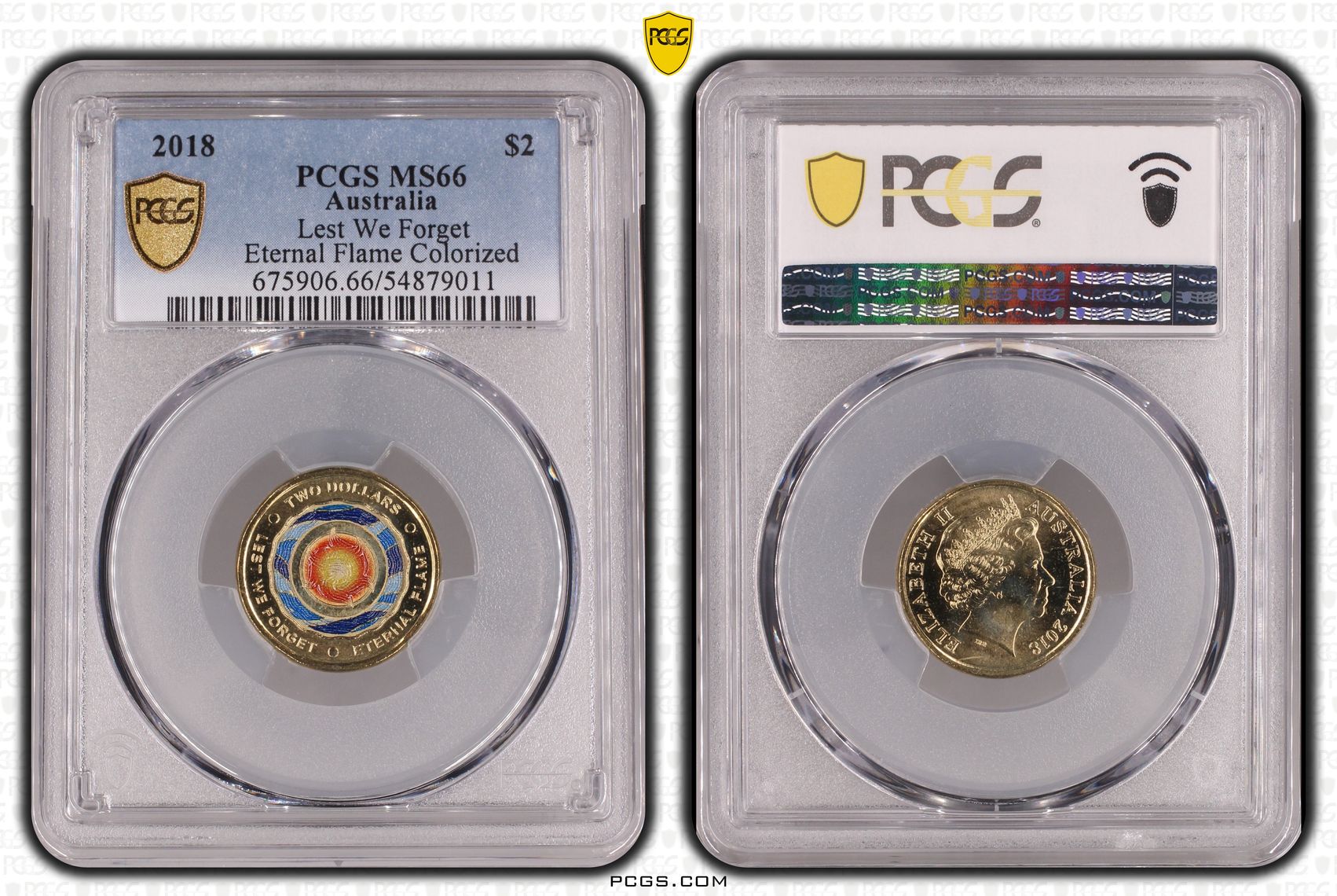 Lest We Forget - Eternal Flame Colorized, Two Dollar, 2018, PCGS MS66