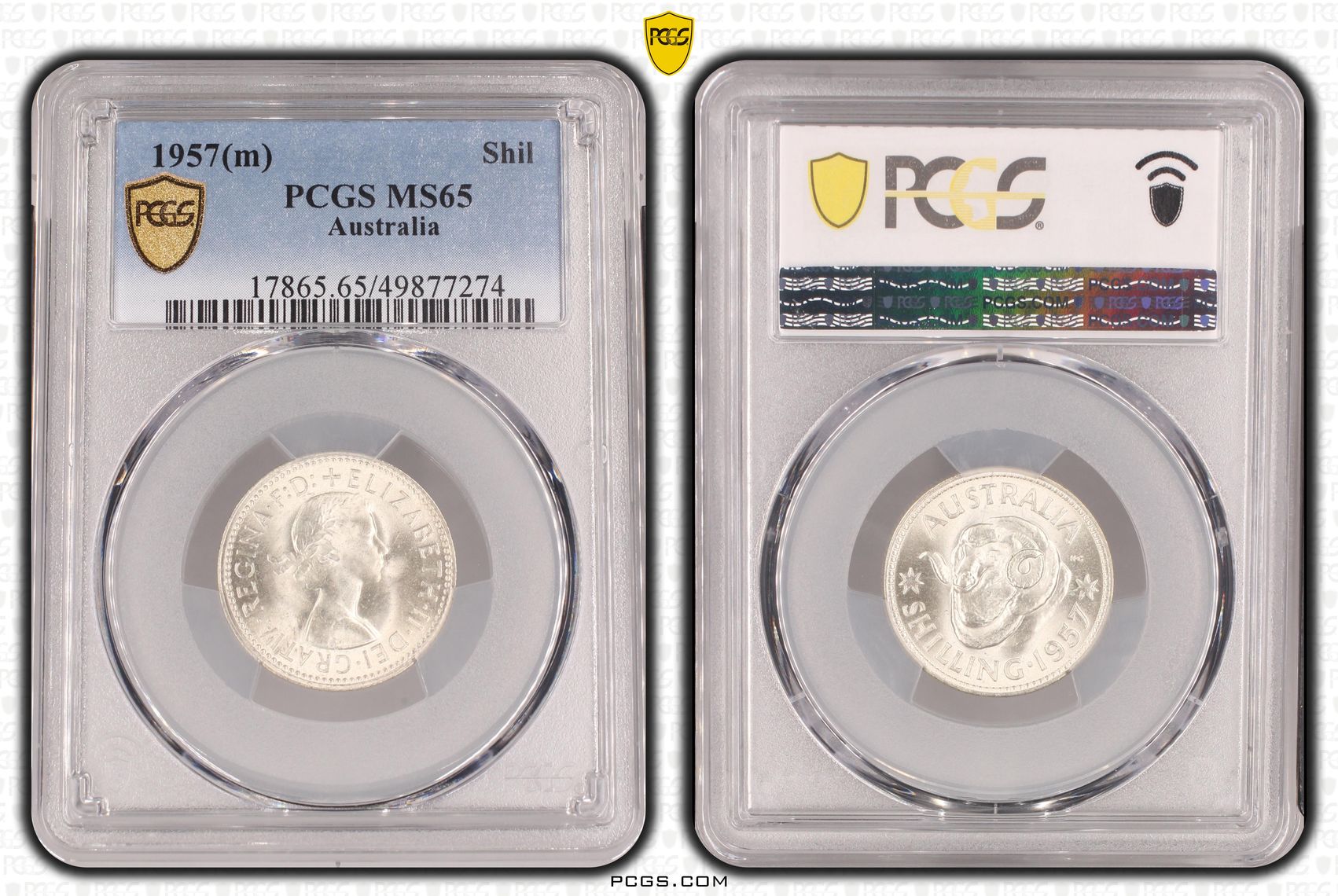 Elizabeth II, , Shilling, 1957(m), PCGS MS65