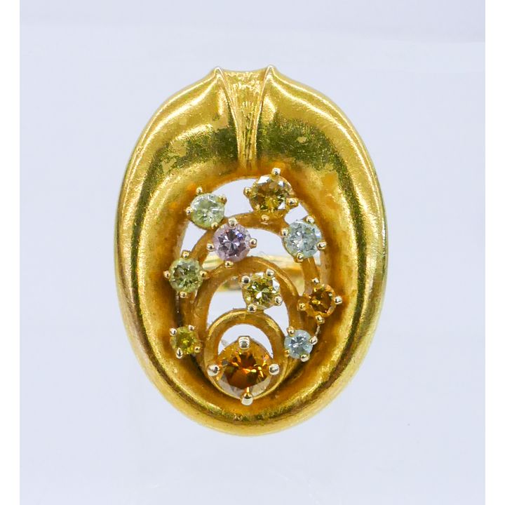 Denmark 14k Modernist Gemstone Ring