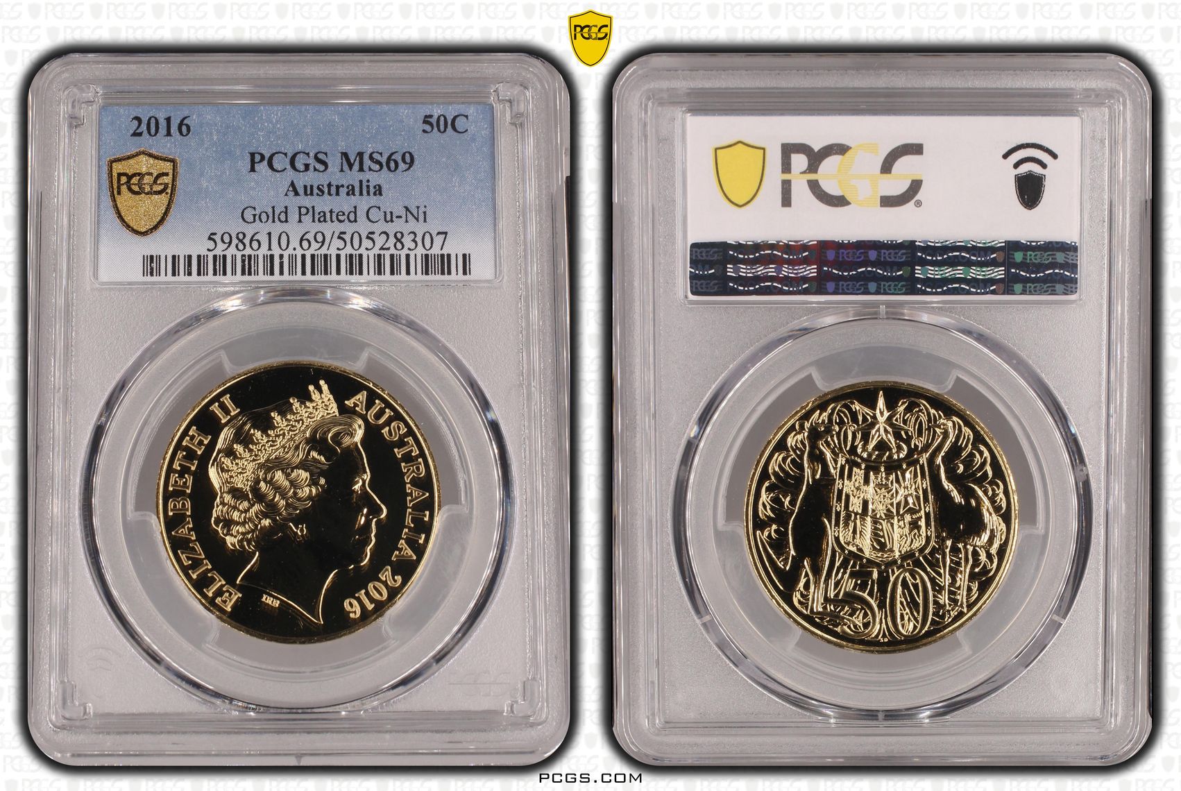 Gold Plated Cu-Ni, Fifty Cent, 2016, PCGS MS69