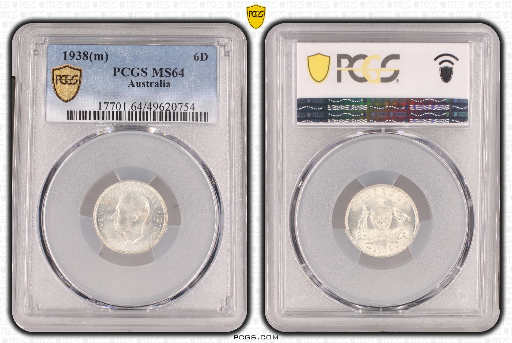 George VI, Sixpence, 1938(m), PCGS MS64