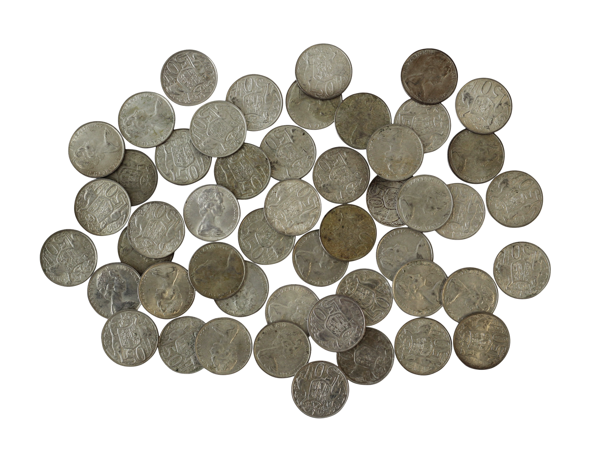 Elizabeth II, Fifty Cents, 1966, VF - UNC