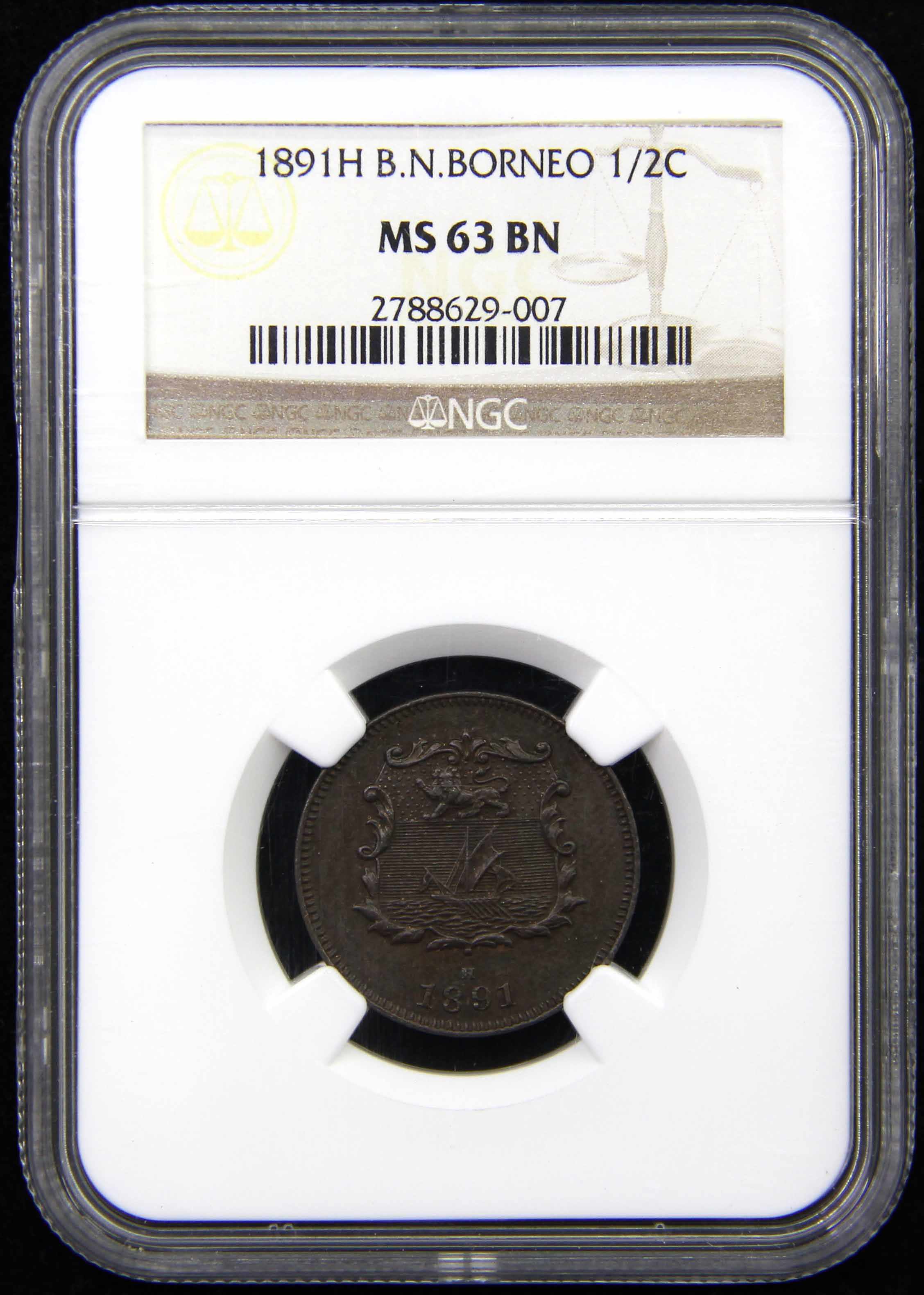 British North Borneo, 1891H, 1/2 Cent, NGC MS 63BN. | Unique World