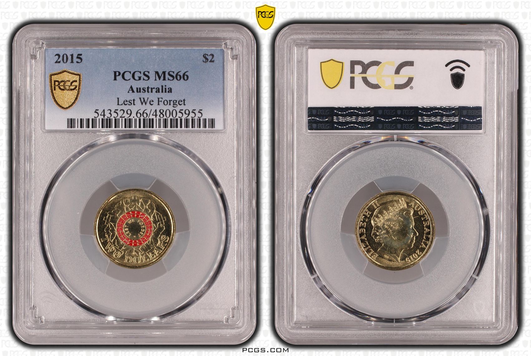 Lest We Forget Colorized , Two Dollar, 2015, PCGS MS66