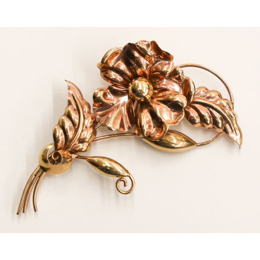 Vintage Aregel 10k Floral Spray Brooch