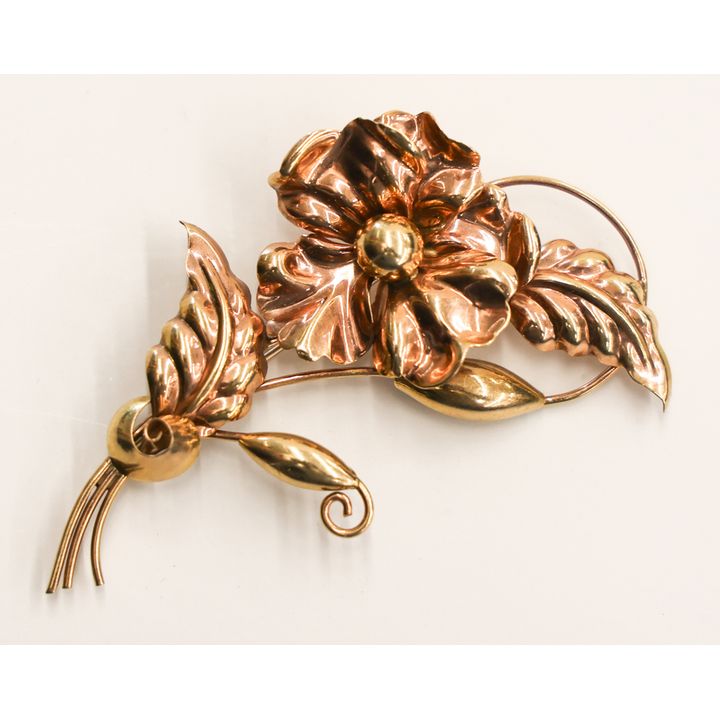 Vintage Aregel 10k Floral Spray Brooch