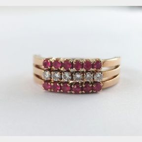 0.900 Cts Diamonds And Rubies Colour I/J Clarity Vs/Si In 14ct Yellow Gold Ring - 51533/32