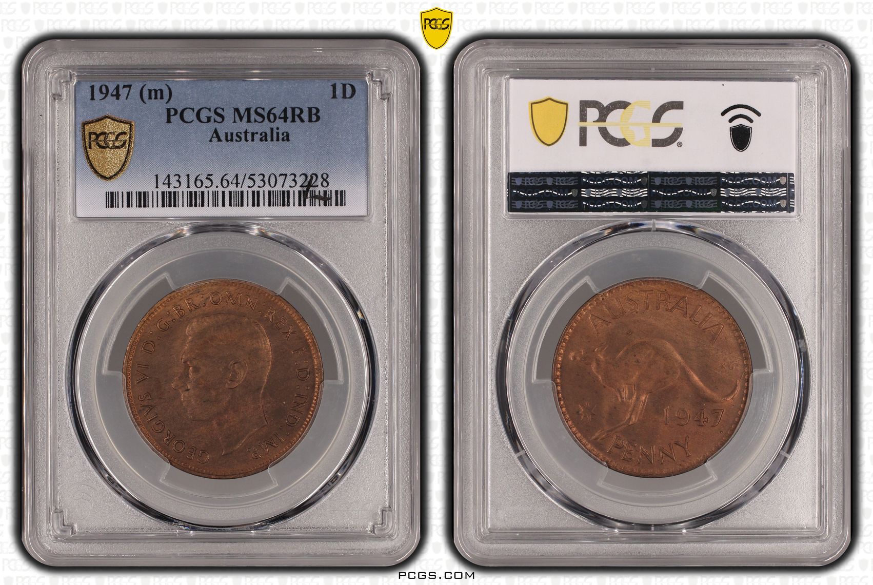 George VI, Penny, 1947, PCGS MS64RB