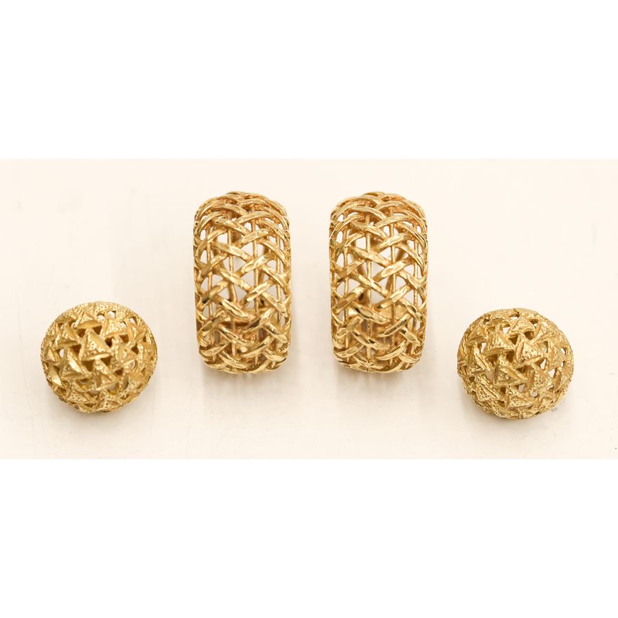 2 Pairs 14k Gold Pierced Earrings