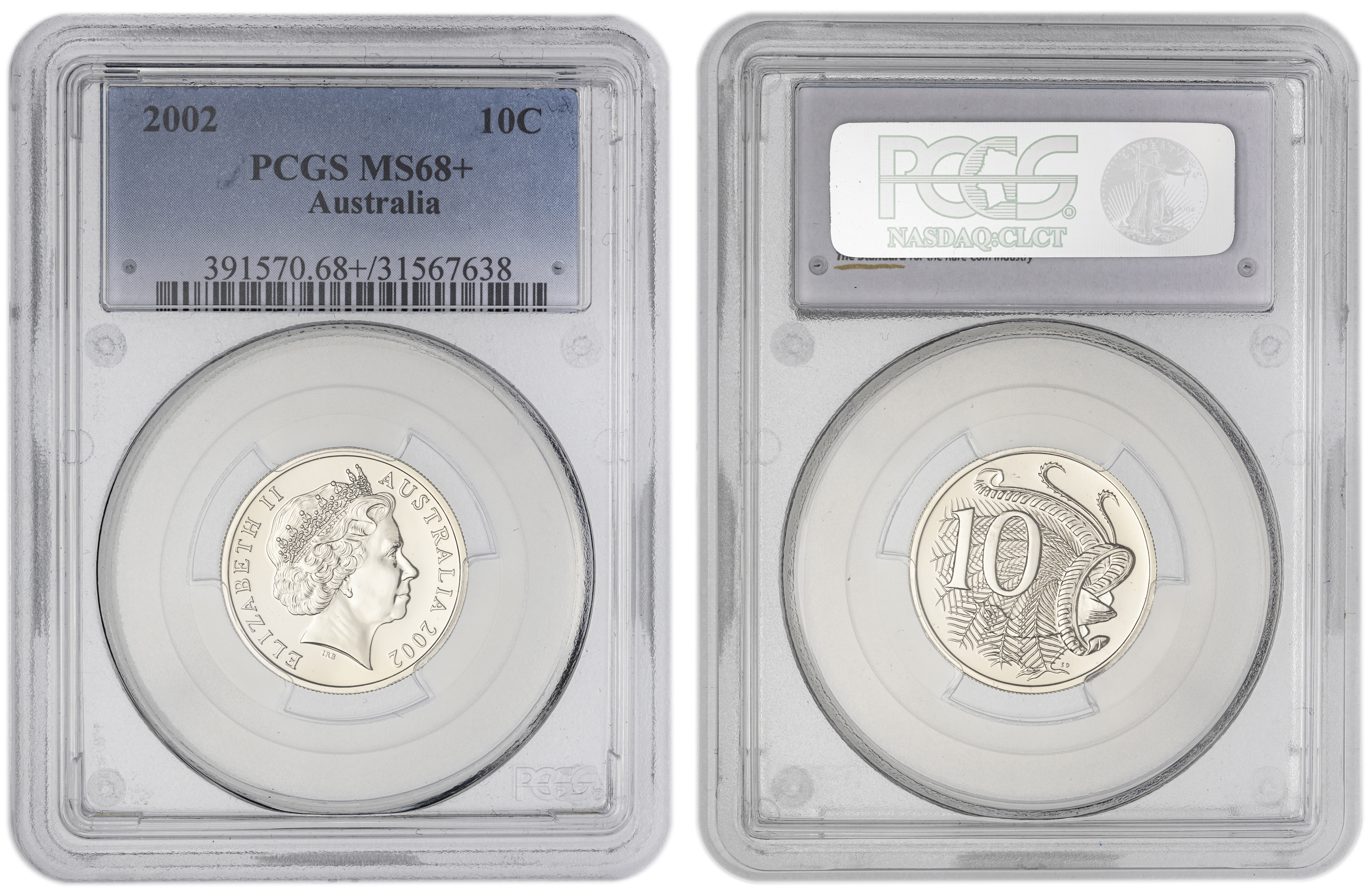 , Ten Cent, 2002, PCGS MS68+
