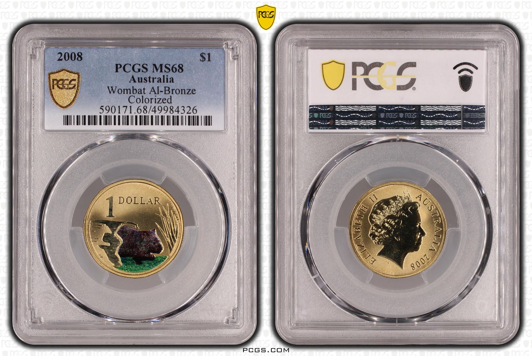 Wombat Al-Bronze , One Dollar, 2008, PCGS MS68