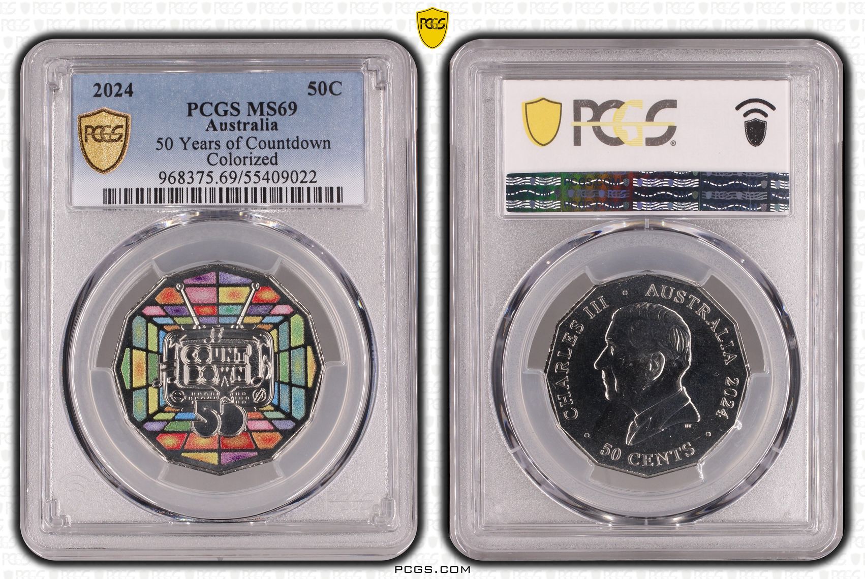 50 Years of Countdown - Colorized, Fifty Cent, 2024, PCGS MS69