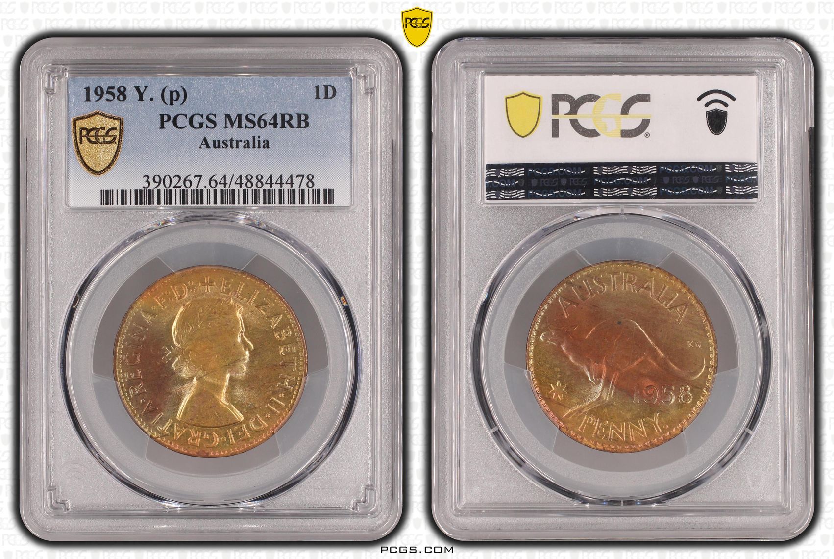 Elizabeth II, Penny, 1958-Y., PCGS MS64RB