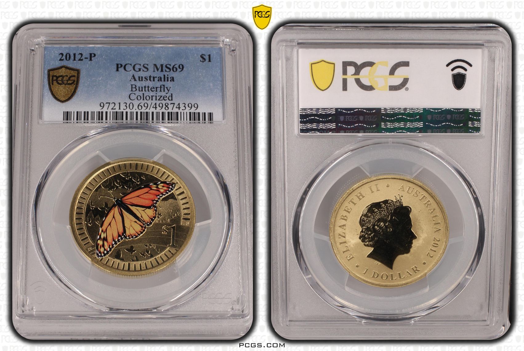Butterfly Colorized POP 3/0, One Dollar, 2012-P, PCGS MS69