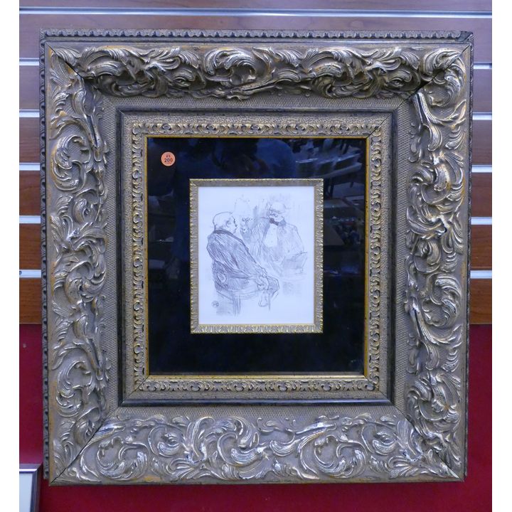 Toulouse Lautrec 'Georges Clemenceau et L'Oculiste Mayer' Lithograph on Chine Paper with COA- 25x24'' Gallery framed