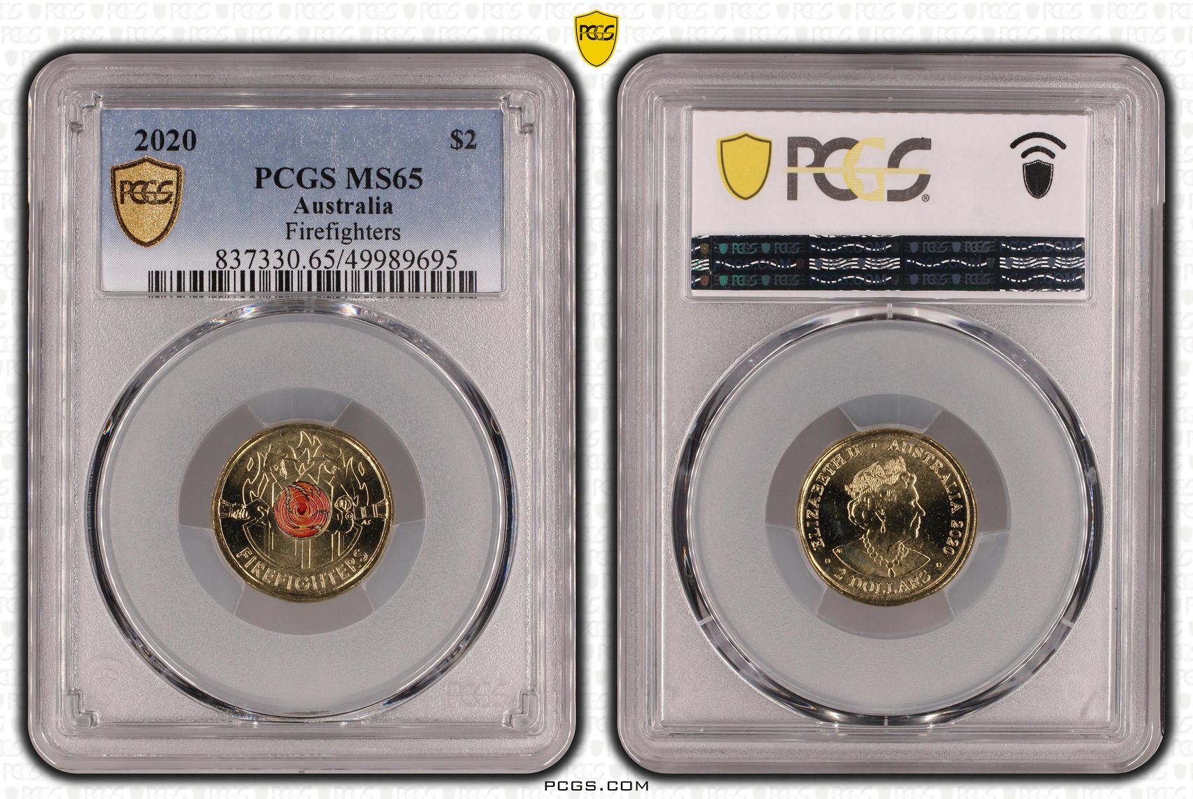 Firefighters Colourised, Two Dollar, 2020, PCGS MS65