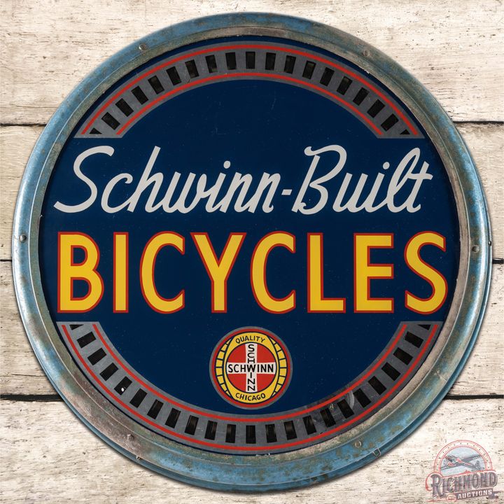 Schwinn Built Bicycles Glass Spinner Neon Advertising Sign