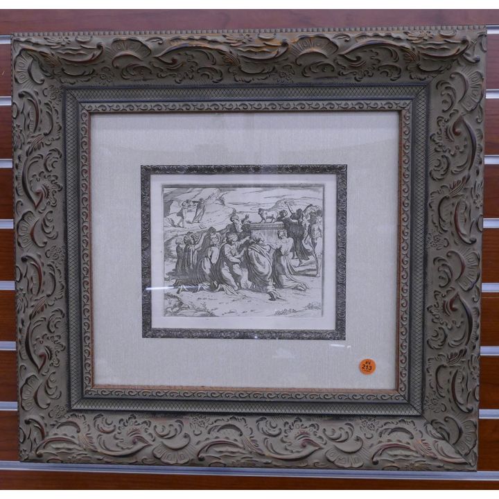 Raphael 'Adoring the Golden Calf' Etching w/ COA in Gallery Frame- 20x21''