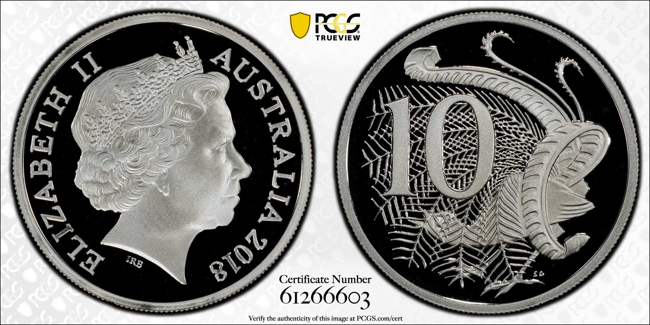 Silver, Ten Cent, 2018, PCGS PR69DCAM