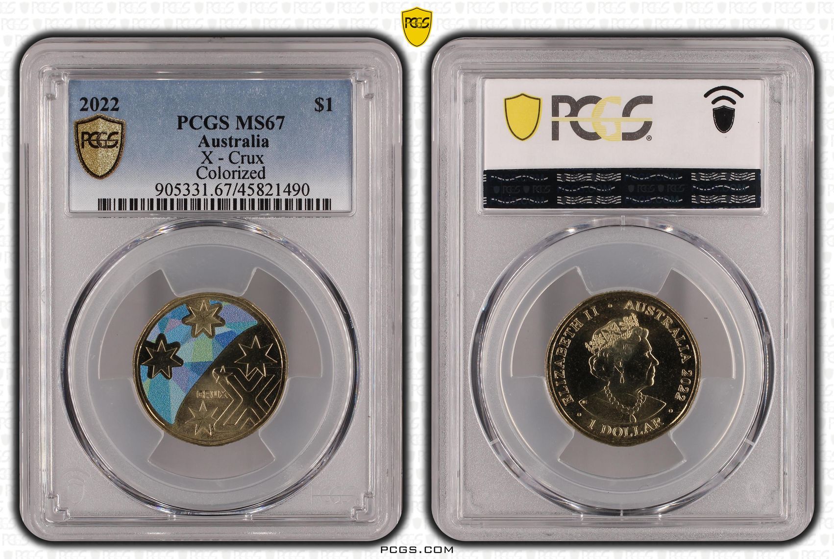 Great Aussie Coin Hunt - 'X' Crux - Colorized, One Dollar, 2022, PCGS MS67
