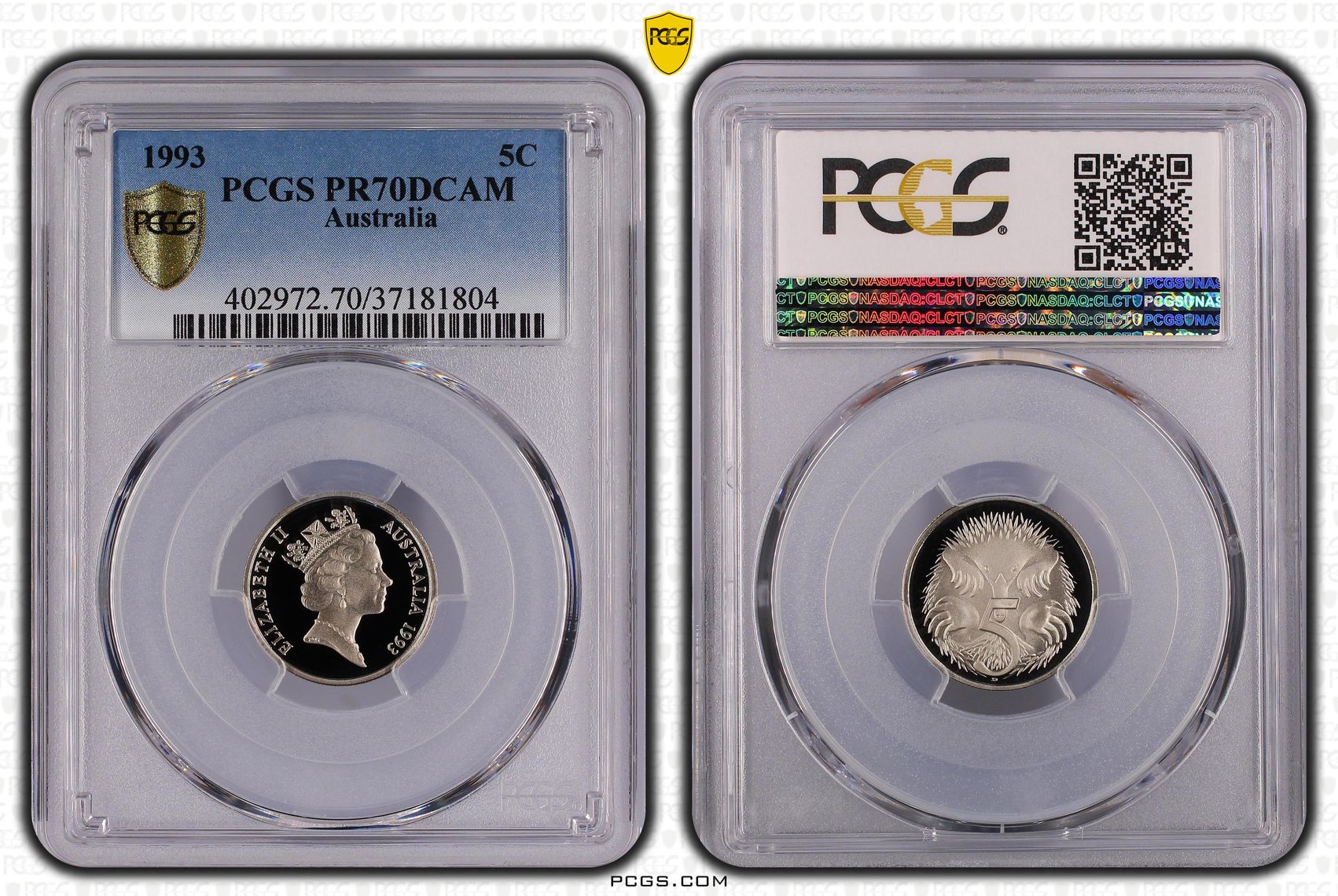 69 · 1993 Australia Five Cent, 5c Proof PCGS - PR70DCAM POP 33/0 -804