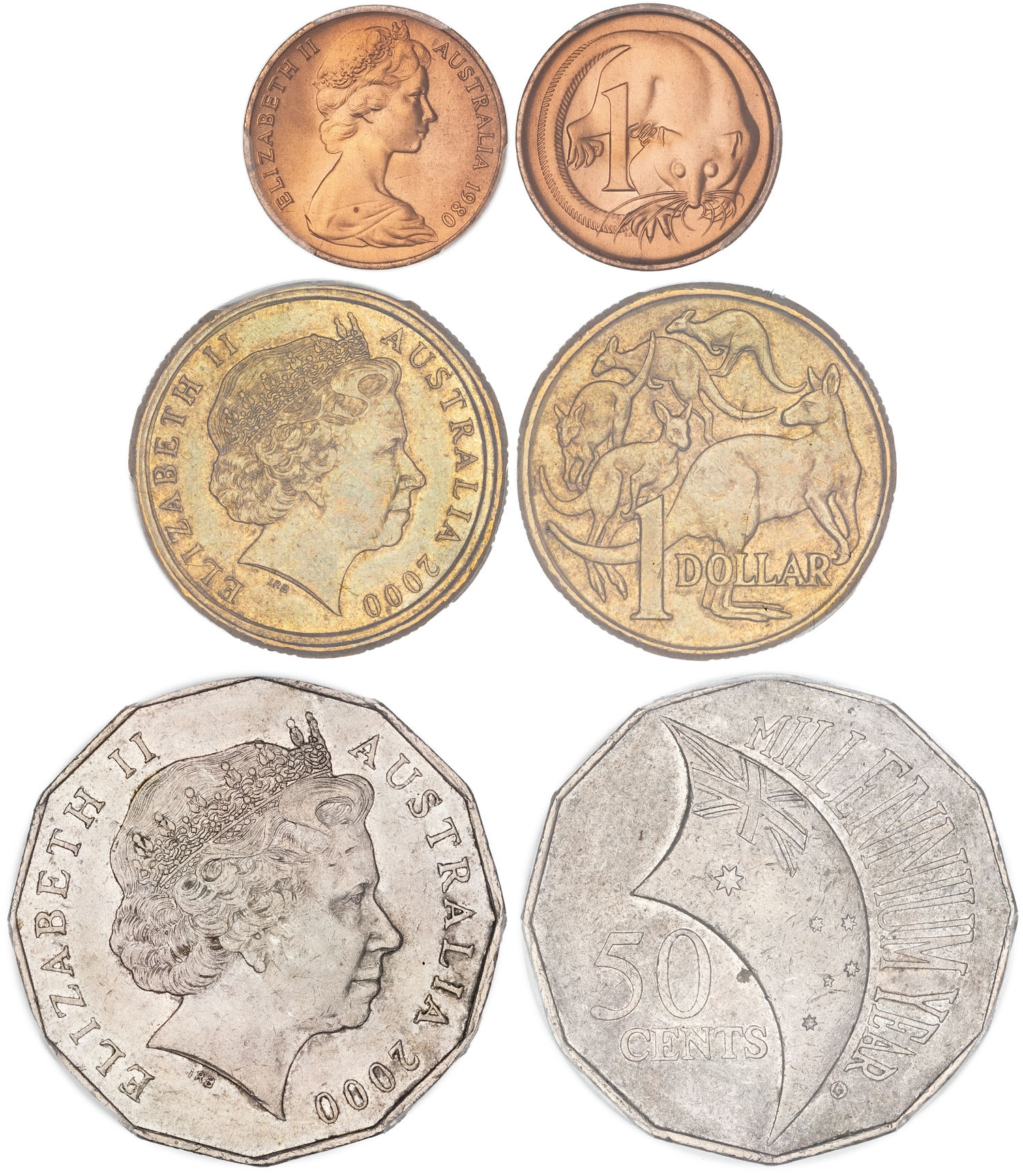 Elizabeth II, Mule, One Dollar, 2000, PCGS AU55