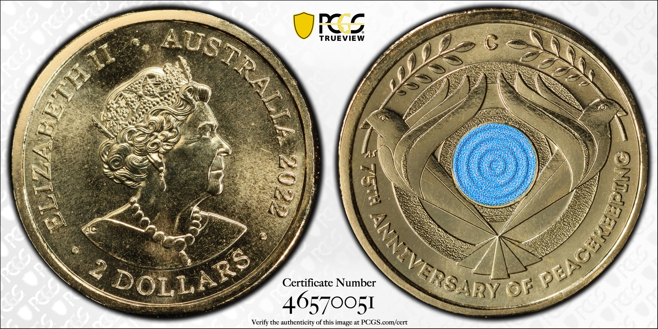 Peacekeeping Colourised, Two Dollar, 2022-C, PCGS MS68