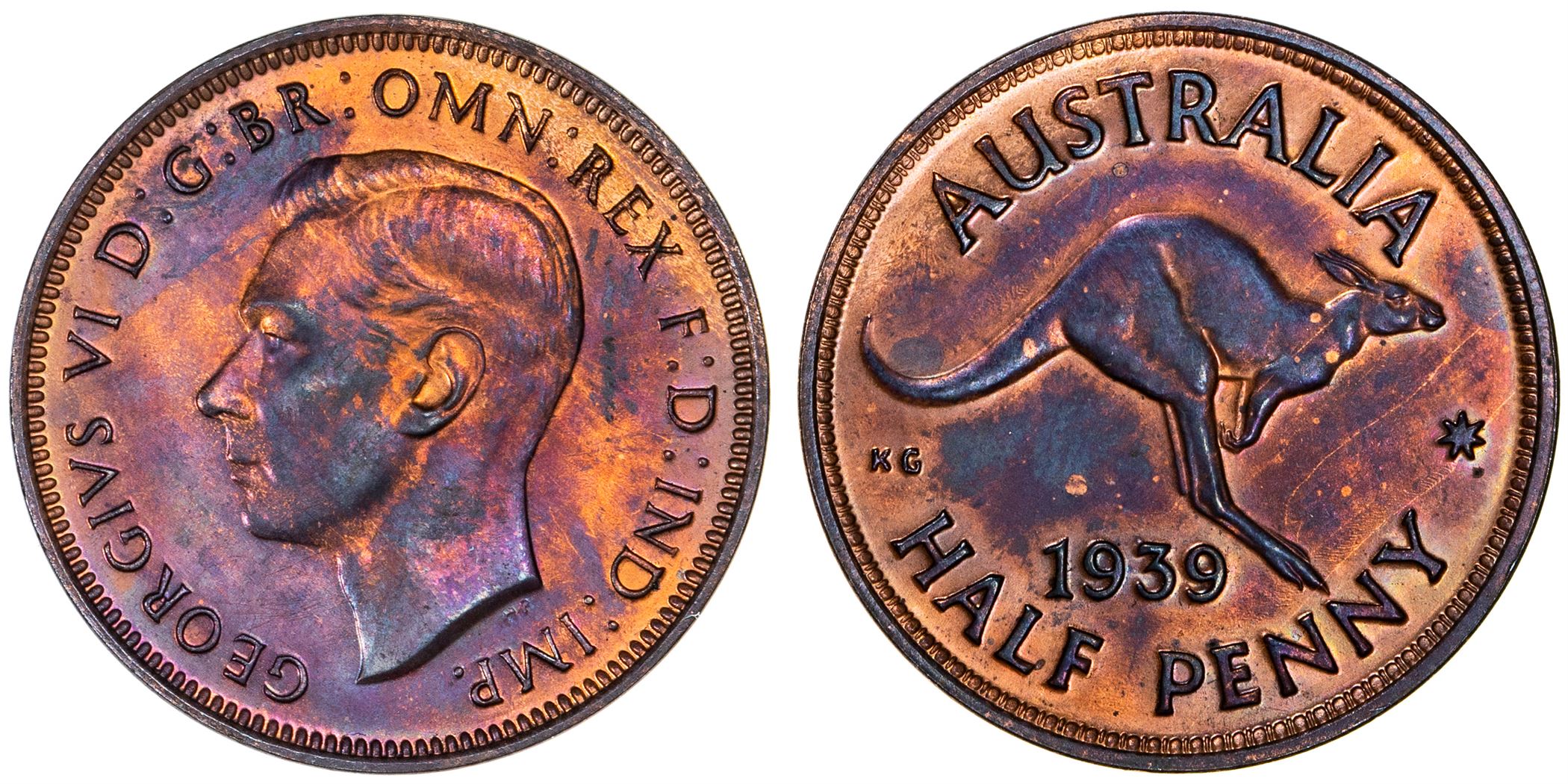 George VI, Halfpenny, 1939, FDC