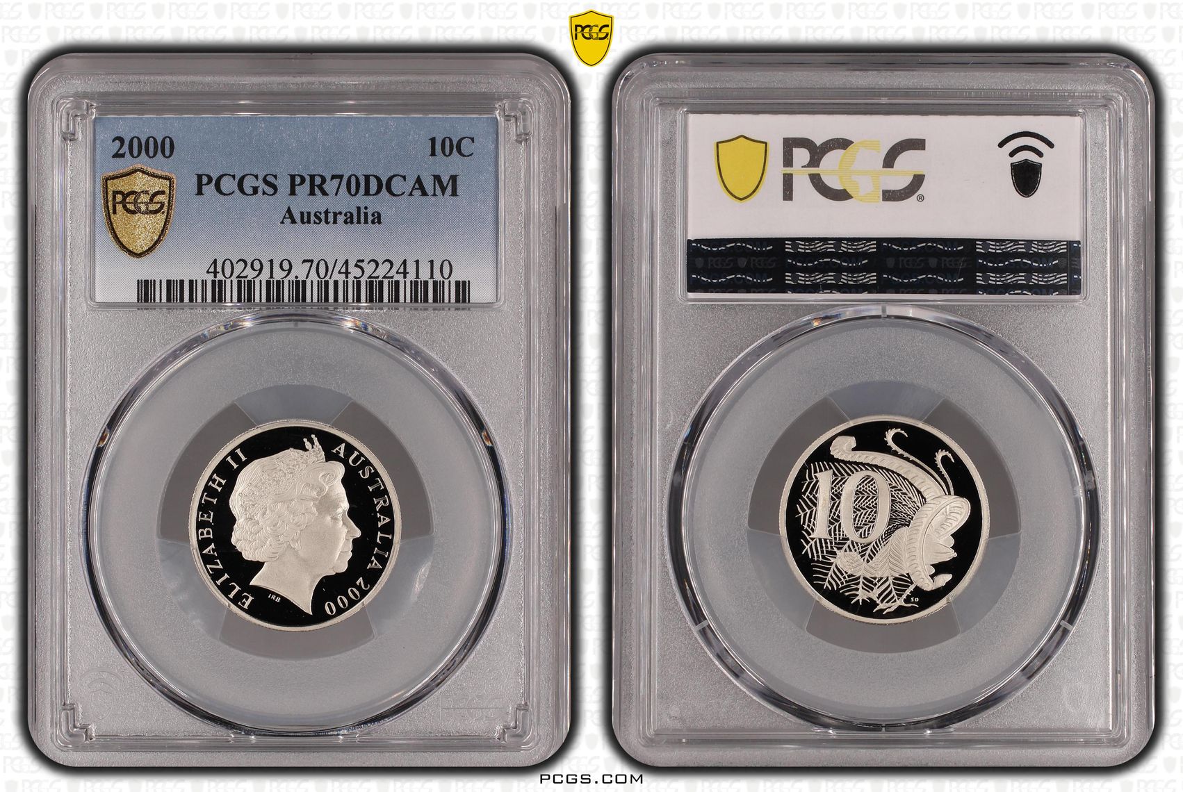 2000 Australia Ten Cent, 10c PCGS - PR70DCAM POP 55/0 -110